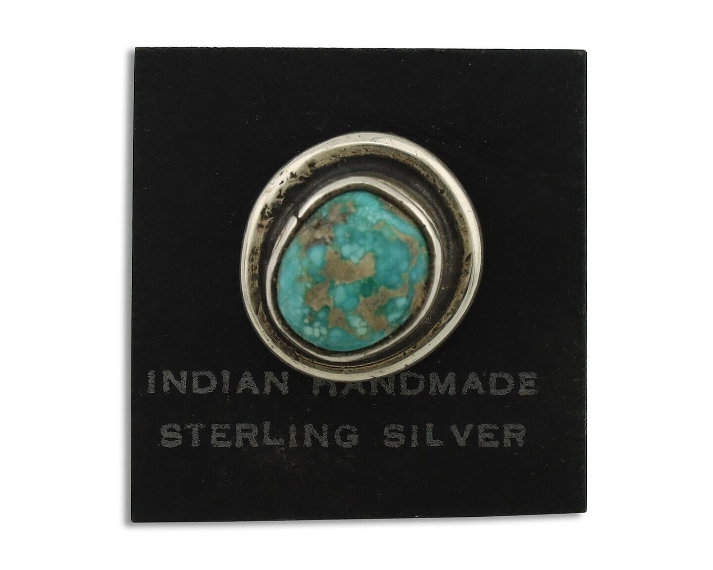 Navajo Tie Tack 925 Silver Natural Mined Turquoise Native American Artist C.80's