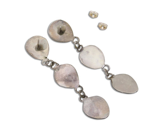 Navajo Paw Earrings 925 Silver Kingman Turquoise Native American Artist C.80's