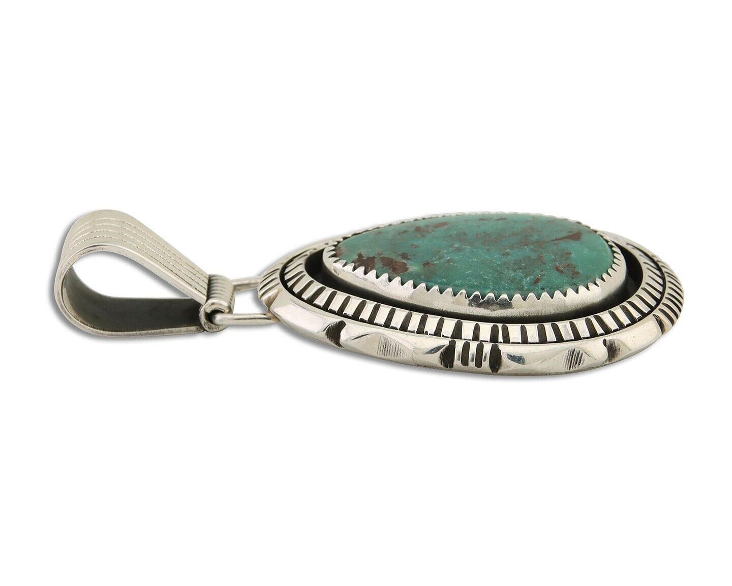 Navajo Pendant 925 Silver Natural Turquoise Artist Signed Lidia Begay C.80's