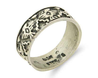 Navajo Band Ring Sterling Silver Vintage Authentic Signed BSM Size 8.0