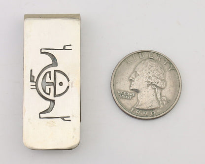 Navajo Tiwa Sun Money Clip Handmade .925 Silver & .999 Nickle C.80's