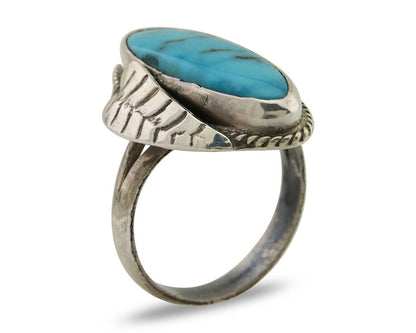 Navajo Ring 925 Silver Natural Blue Turquoise Native American Artist C.80's