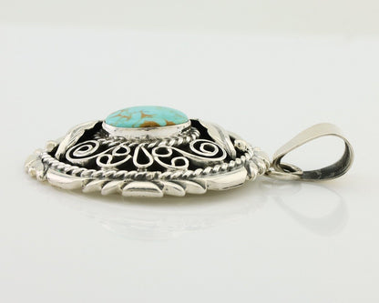 Navajo Pendant 925 Silver Kingman Turquoise Native American Artist C.80s