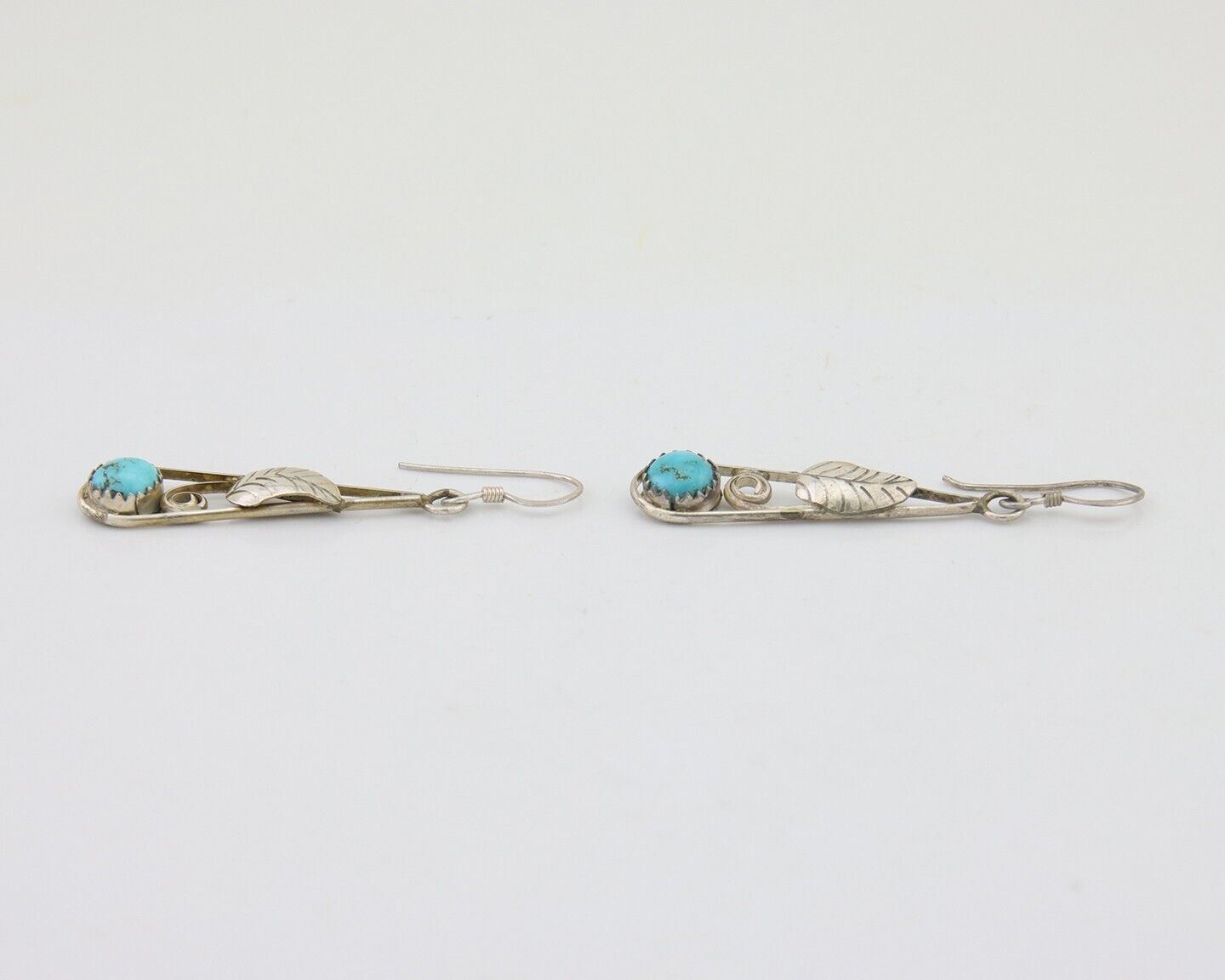 Navajo Dangle Earrings 925 Silver Natural Blue Turquoise Artist Signed JB C.80's