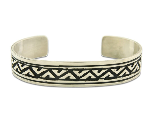 Mens's Navajo Bracelet 925 Silver Artist Signed Thomas Singer Cuff Made 1980's
