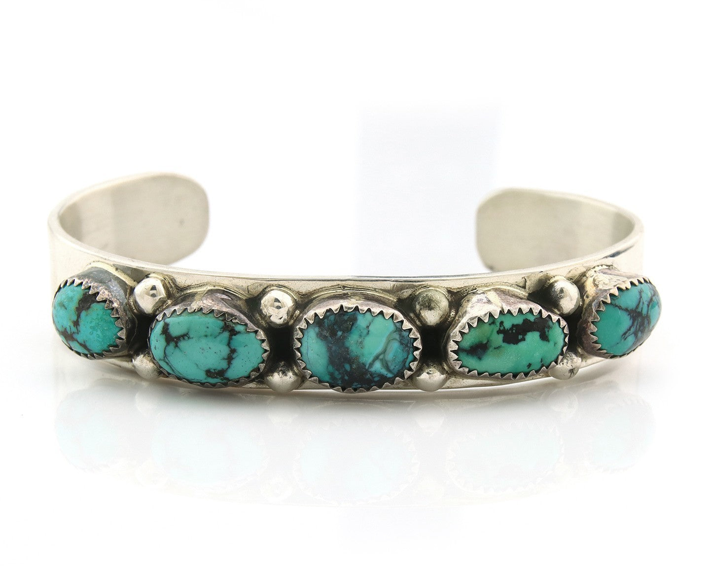 Navajo Bracelet Sterling Silver Nevada Turquoise Artist Signed C Jones