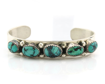 Navajo Bracelet Sterling Silver Nevada Turquoise Artist Signed C Jones