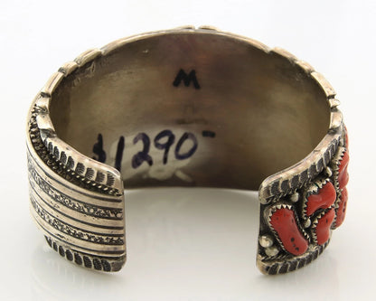 Navajo Cuff Bracelet Sterling Silver Natural Gemstone Vintage Signed ST