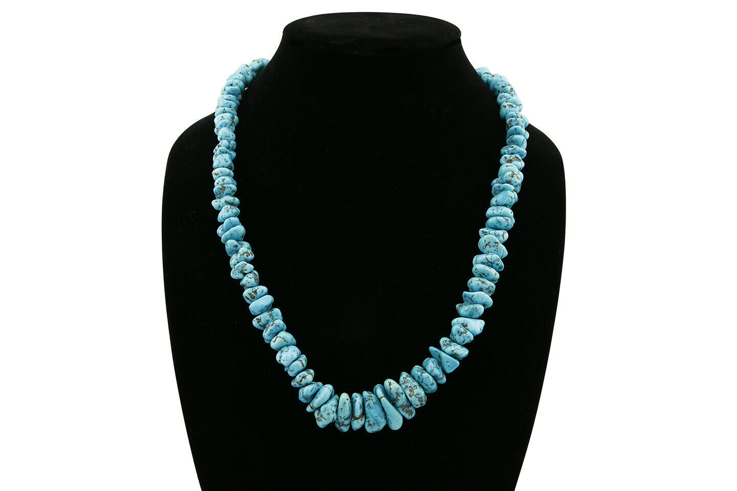 Navajo 24.1 mm Wide Undyed Nat. Blue Sleeping Beauty .925 Silver Necklace