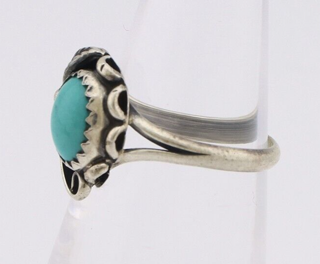 Navajo Ring 925 Silver Natural Blue Turquoise Native American Artist C.80's