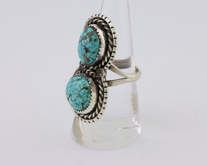 Navajo Ring 925 Silver Natural Spiderweb Turquoise Signed Tom Willeto C.80's