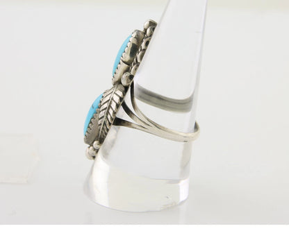 Navajo Ring 925 Silver Natural Blue Turquoise Native Artist Signed SC C.80's