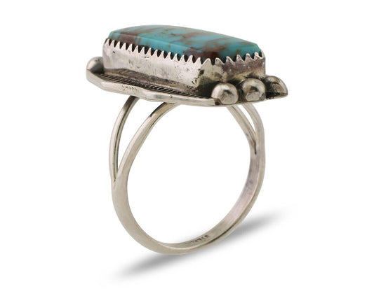Navajo Ring 925 Silver Natural Blue Turquoise Artist Signed Doug Zachary C.80's