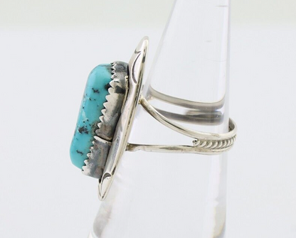 Navajo Ring 925 Silver Blue Gem Turquoise Artist Size 6.0 C.80's
