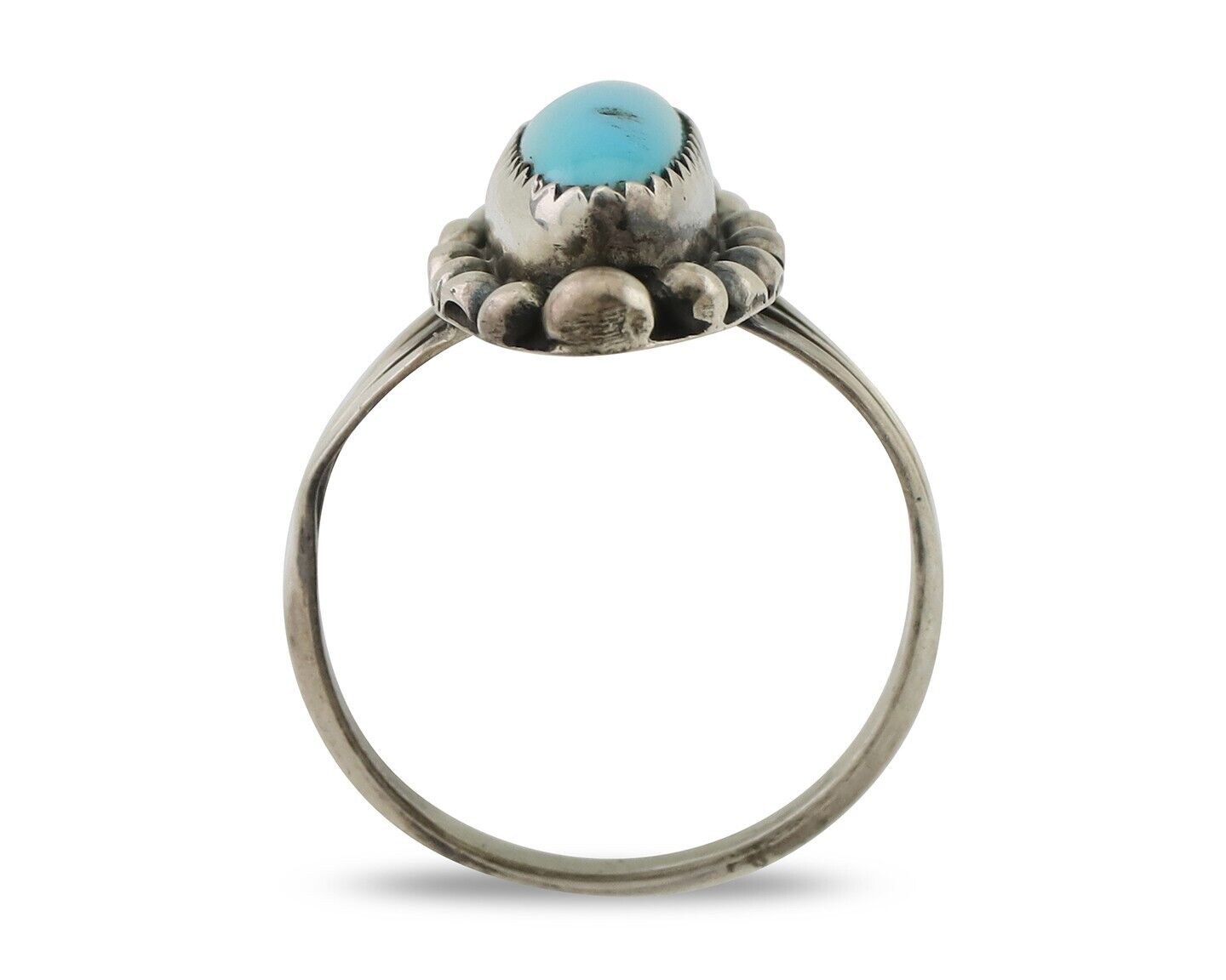 Navajo Ring 925 Silver Kingman Turquoise Artist Signed SC Size 9.0 C.80's