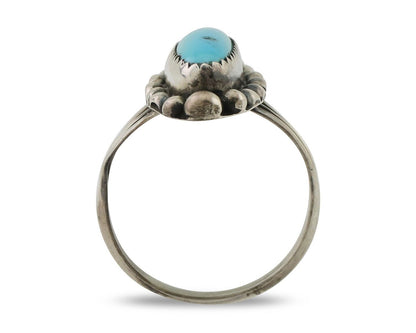 Navajo Ring 925 Silver Kingman Turquoise Artist Signed SC Size 9.0 C.80's