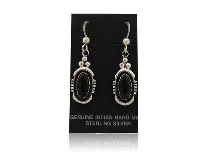 Navajo Dangle Earrings 925 Silver Natural Black Onyx Native American C.80's