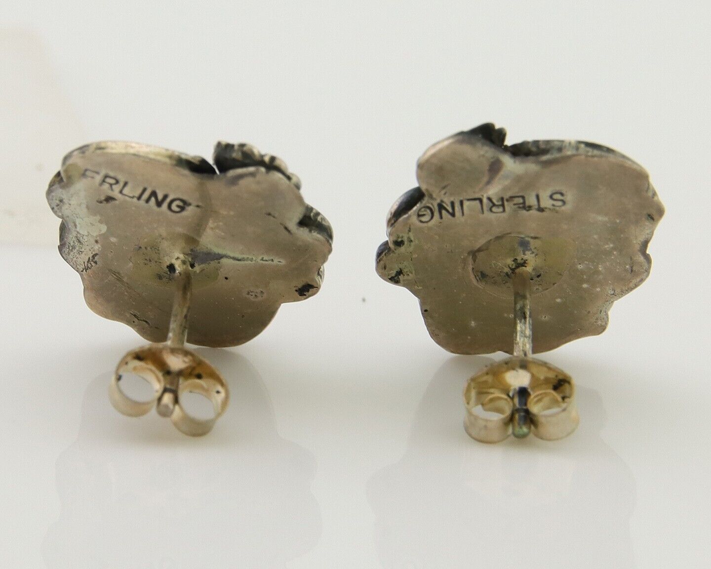 Navajo Earrings 925 Silver Natural Red Coral Native American Artist C.80's