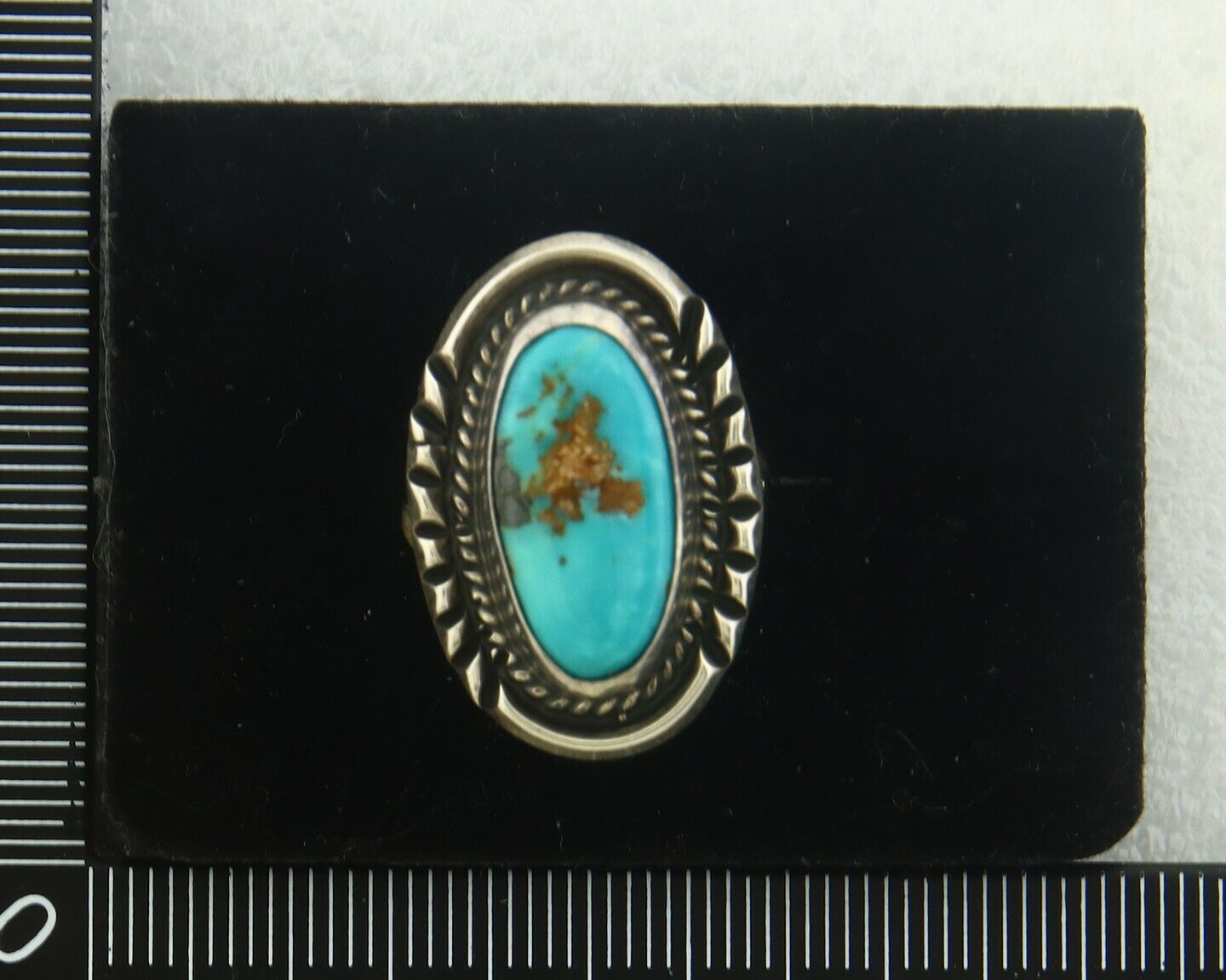 Navajo Ring 925 Sterling Blue Turquoise Artist Signed M Begay C.80's