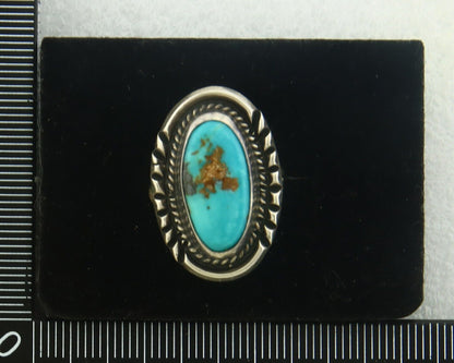 Navajo Ring 925 Sterling Blue Turquoise Artist Signed M Begay C.80's