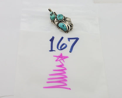 Navajo Pendant 925 Silver Natural Bisbee Turquoise Signed Tom Willeto C.80's