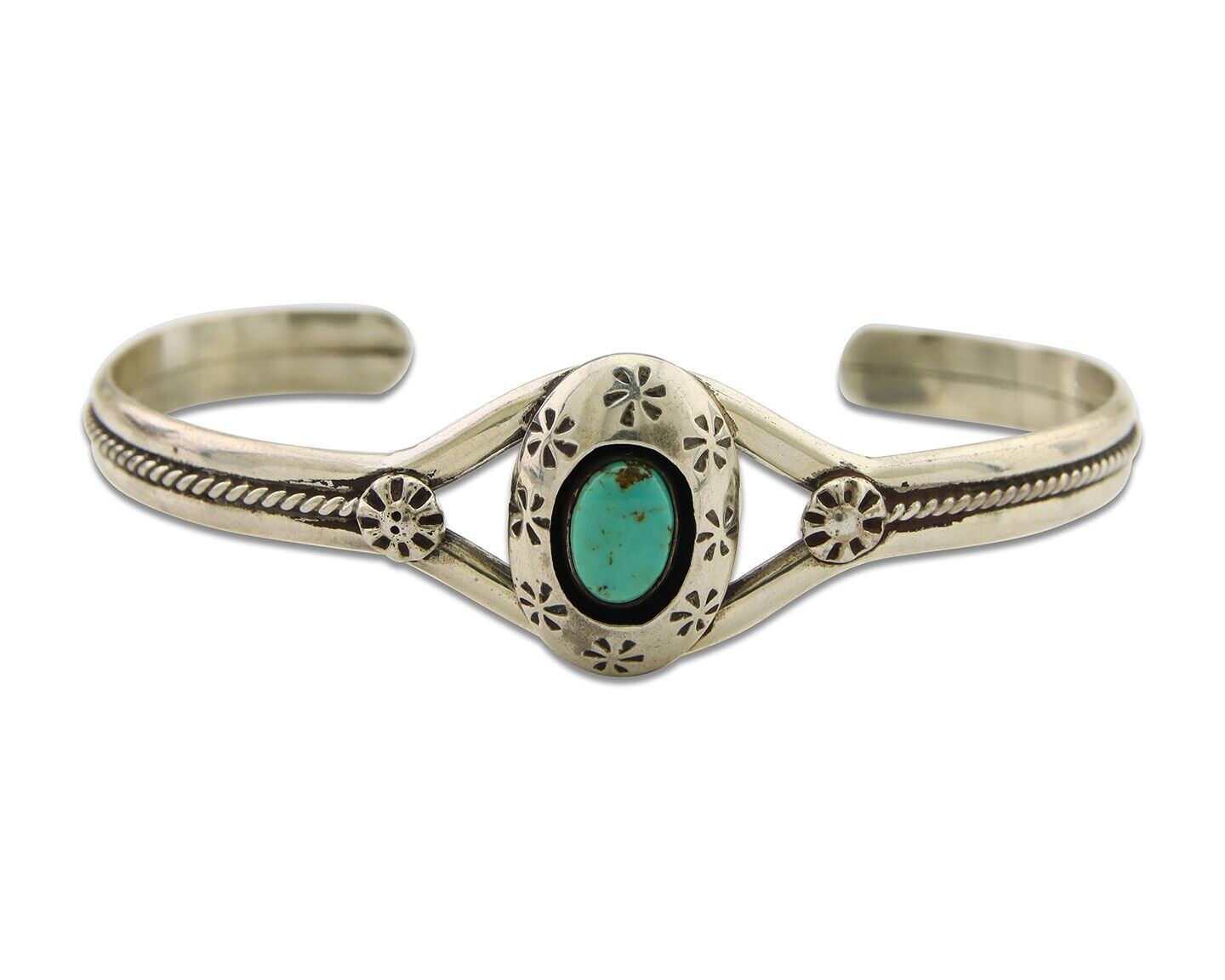 Navajo Cuff Bracelet 925 Silver Turquoise Cuff Native American Artist C.80's