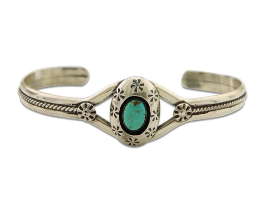 Navajo Cuff Bracelet 925 Silver Turquoise Cuff Native American Artist C.80's