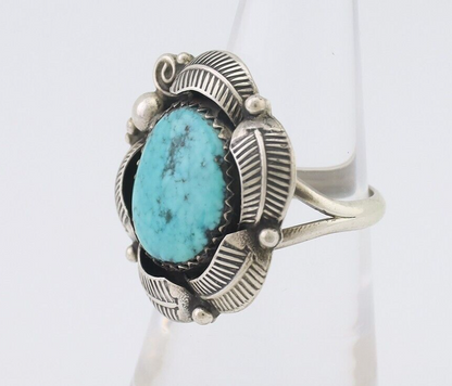Navajo Ring 925 Silver Natural Blue Turquoise Native Artist Signed PB C.80's