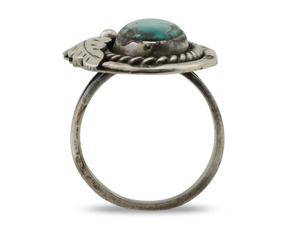 Navajo Handmade Ring 925 Silver Natural Turquoise Signed Jason Livingston C.80's