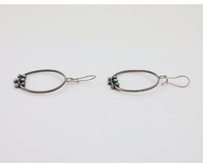 Zuni Dangle Earrings 925 Silver Blue Turquoise Native American Artist C.80's