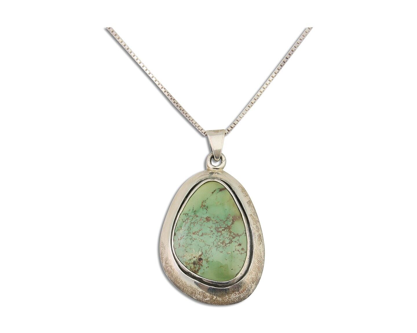Navajo Necklace 925 Silver Natural Green Turquoise Native American Artist C.80's