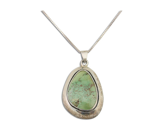 Navajo Necklace 925 Silver Natural Green Turquoise Native American Artist C.80's