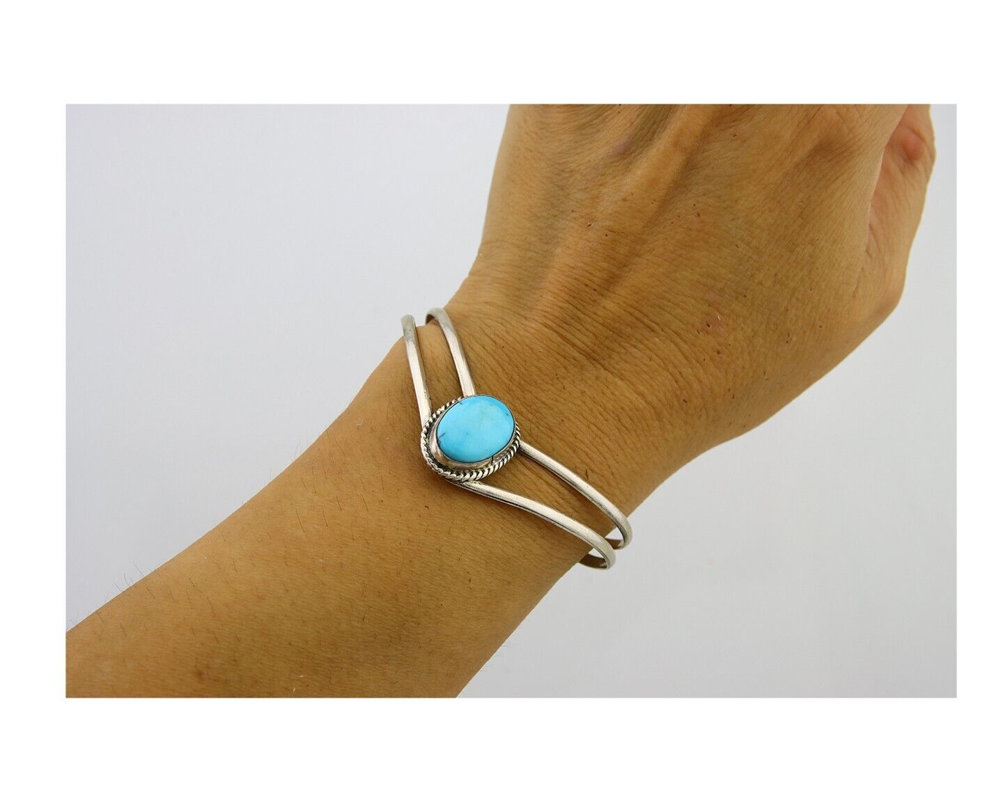 Navajo Bracelet 925 Silver Cuff Turquoise Handmade Artist Signed MC C.80's