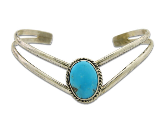 Navajo Bracelet 925 Silver Cuff Turquoise Handmade Artist Signed MC C.80's