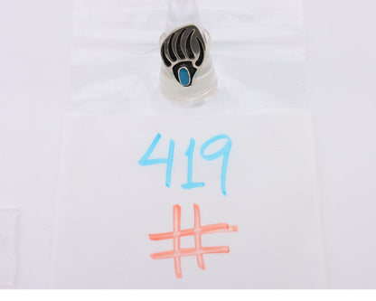 Navajo Badger Paw Ring 925 Silver Turquoise Native American Artist C.80's