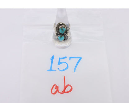Navajo Ring 925 Silver Natural Blue Gem Turquoise Artist Signed MC C.80's