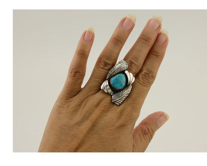 Navajo Ring 925 Silver Natural Blue Turquoise Native American Artist C.80's