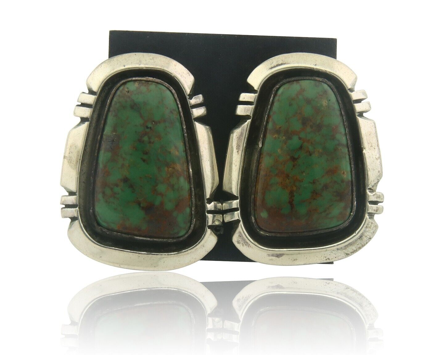 Navajo Earrings 925 Silver Natural Turquoise Native Artist EL C.80's