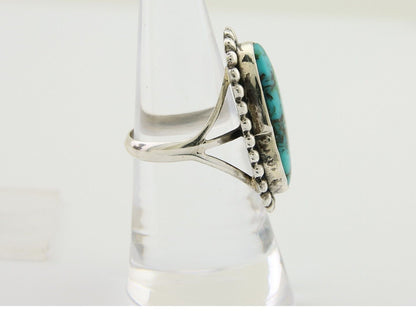 Navajo Shield Ring 925 Silver Arizona Turquoise Native Artist C.80's