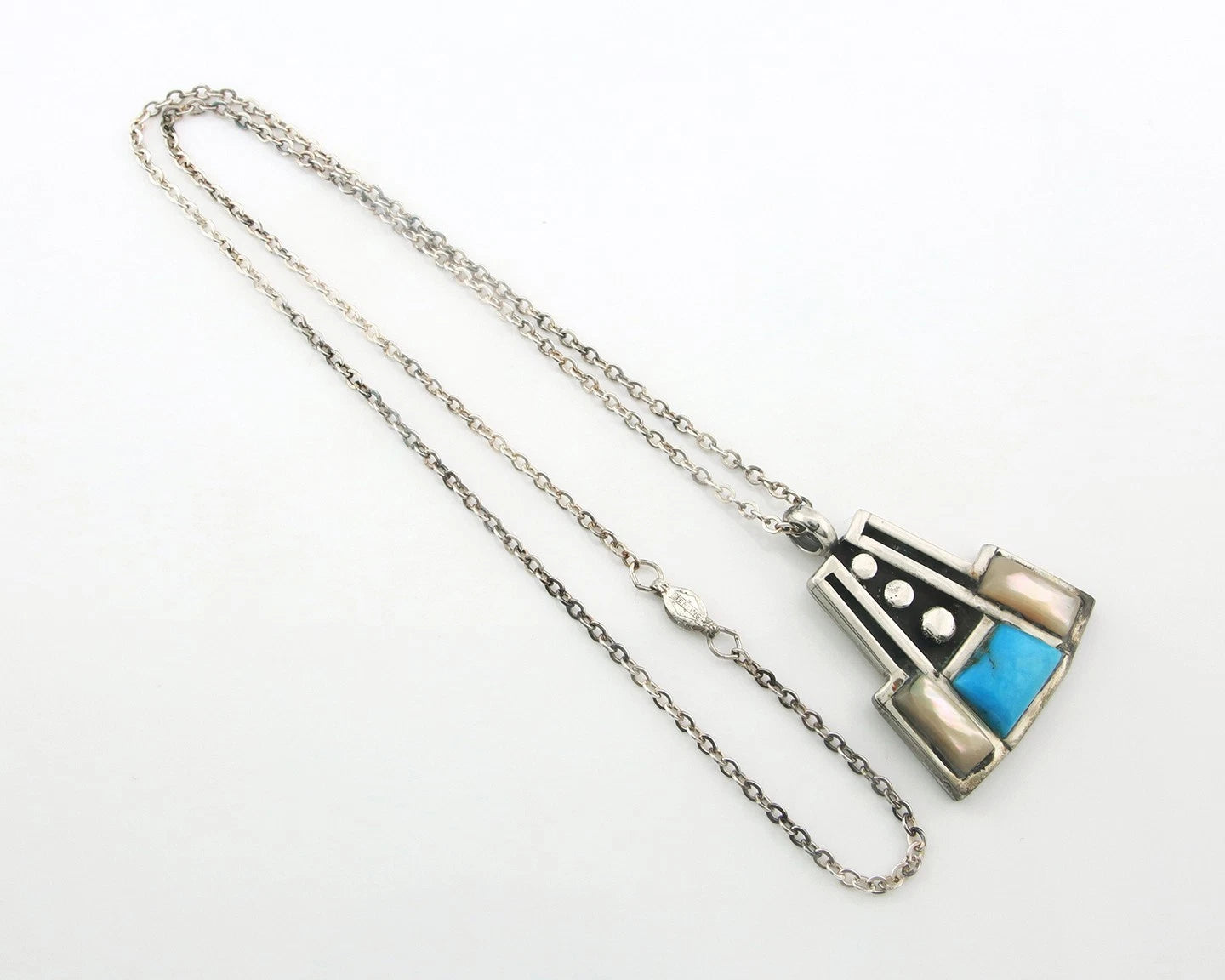 Navajo Necklace Sterling Silver Natural Blue Turquoise Vintage