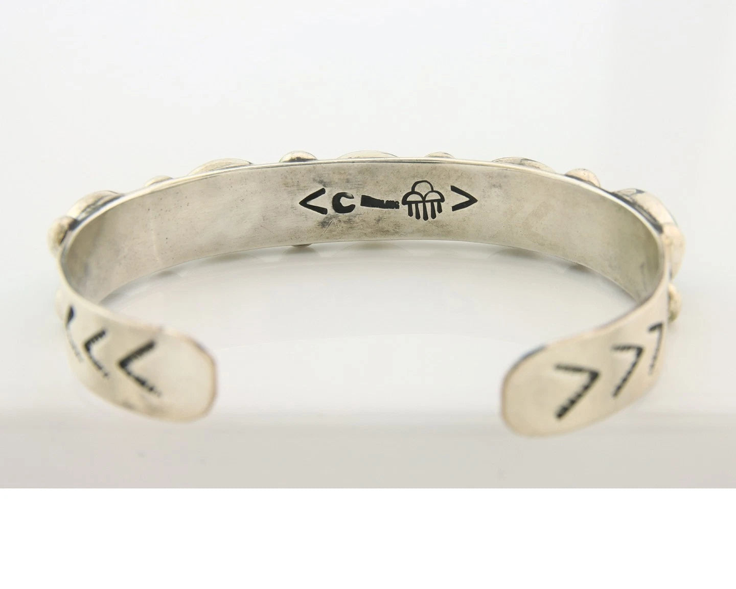 Navajo Cuff Bracelet Sterling Silver Gem Turquoise Vintage Signed C Rain Cloud