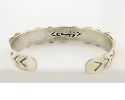 Navajo Cuff Bracelet Sterling Silver Gem Turquoise Vintage Signed C Rain Cloud