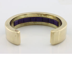 Navajo Handmade Bracelet Solid 14k Gold Natural Gemstones Native Artist C.80's