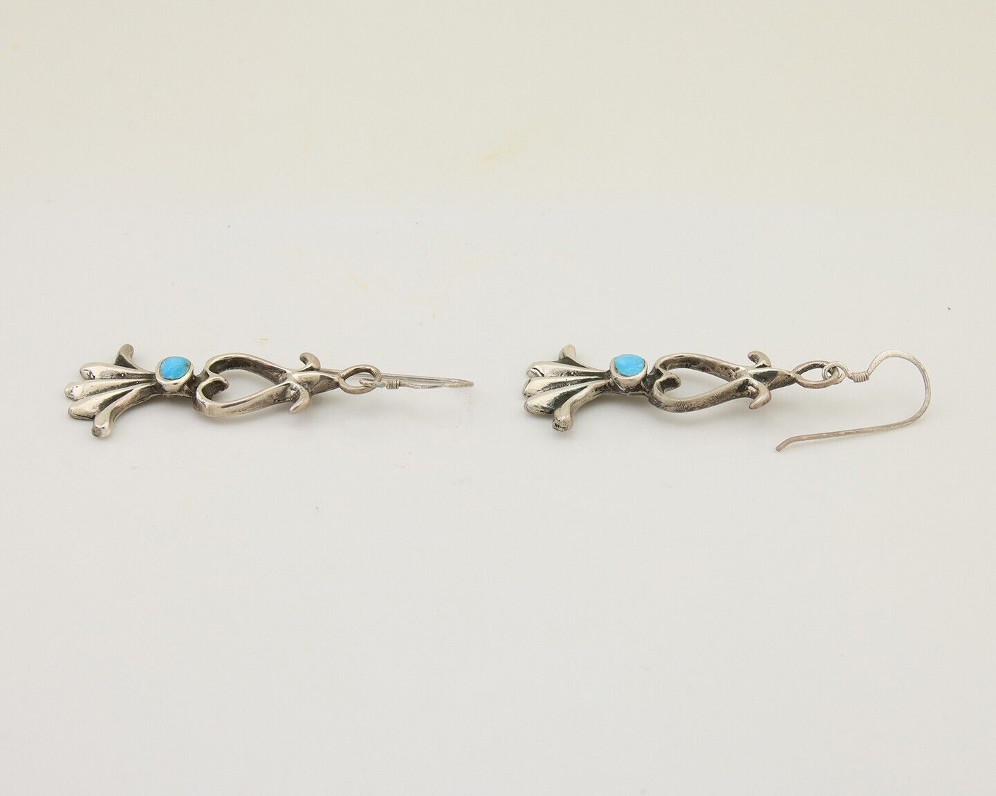 Navajo Dangle Earrings 925 Silver Blue Native American Artist C.80's