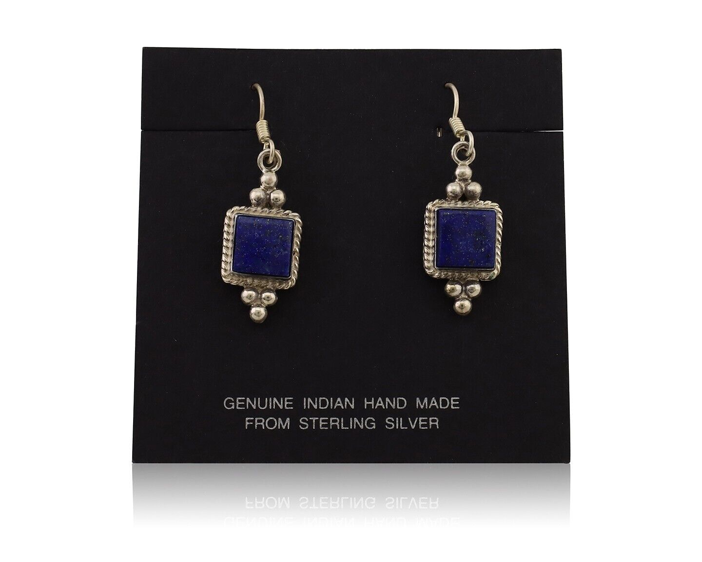 Navajo Earrings 925 Silver Natural Mined Lapis Native American Artist C.80's