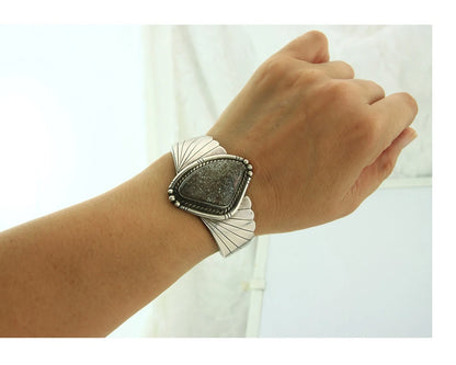 Navajo Cuff Bracelet 925 Sterling Silver Turquoise Vintage Artist Handmade