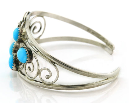 Navajo Cuff Bracelet 925 Sterling Silver Turquoise Vintage Signed SH