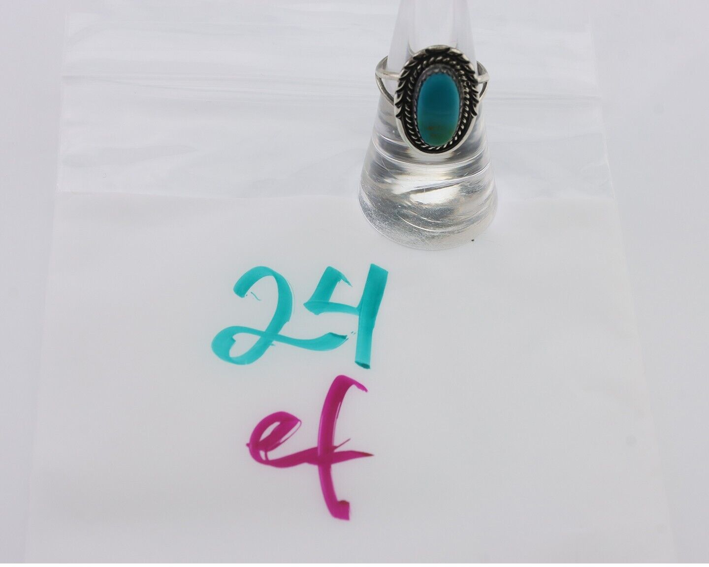 Navajo Handmade Ring 925 Silver Kingman Turquoise Size 7.0 C.80's