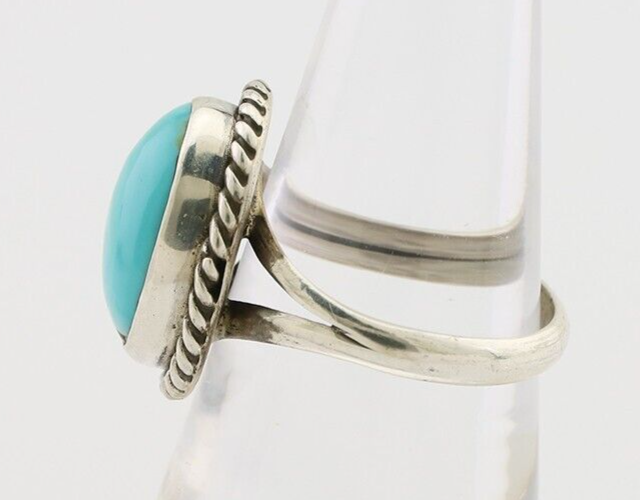 Navajo Ring 925 Silver Natural Blue Turquoise Native American Artist C.80's