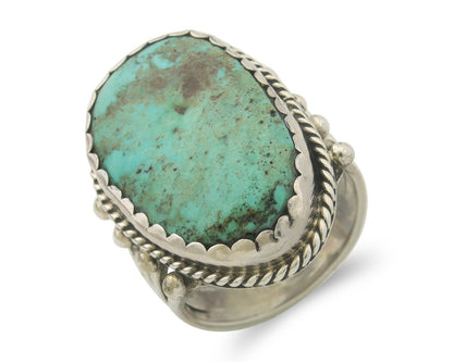 Vintage Navajo Ring 925 Sterling Turquoise Signed FG Size 8.25